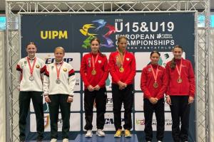 Серебро ЧЕ U15 по современному пятиборью у Квашневской и Федорович